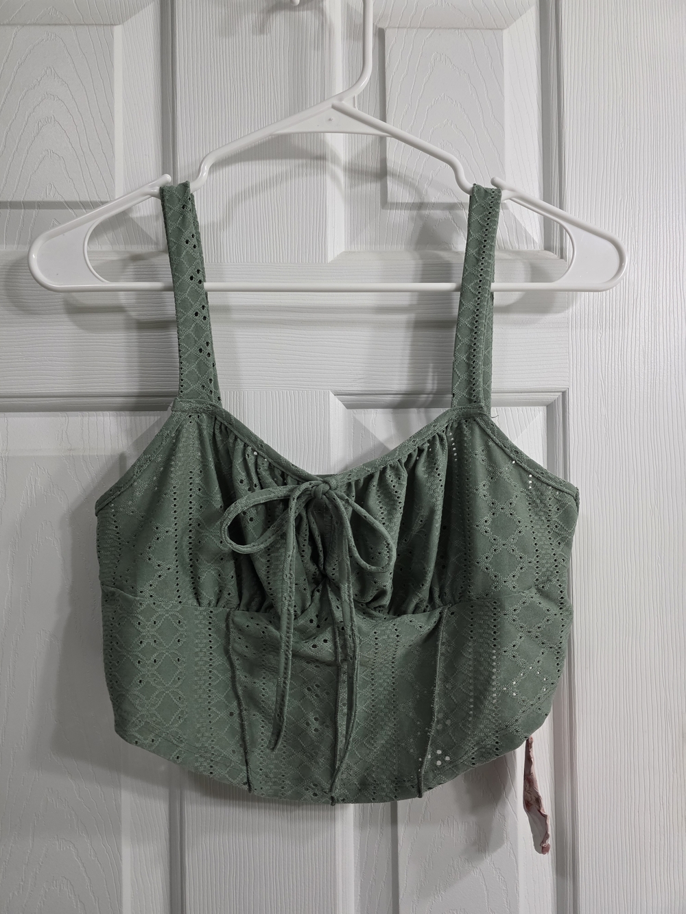 Women's Sage Eyelet Tie-Front Crop Top